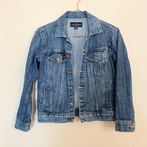 Lucky Brand Tomboy Trucker Jean Jacket Blue Denim Distressed Button Up XS